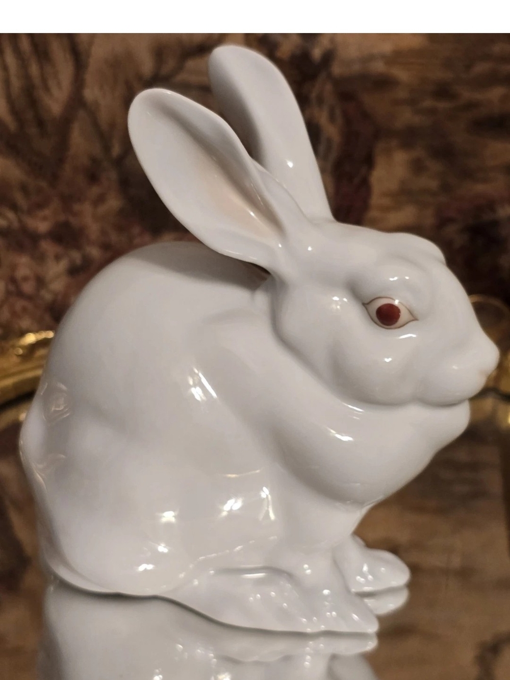 herend sitting bunny ears up pink eyes 15305  5.25 " store display for 20 years!
